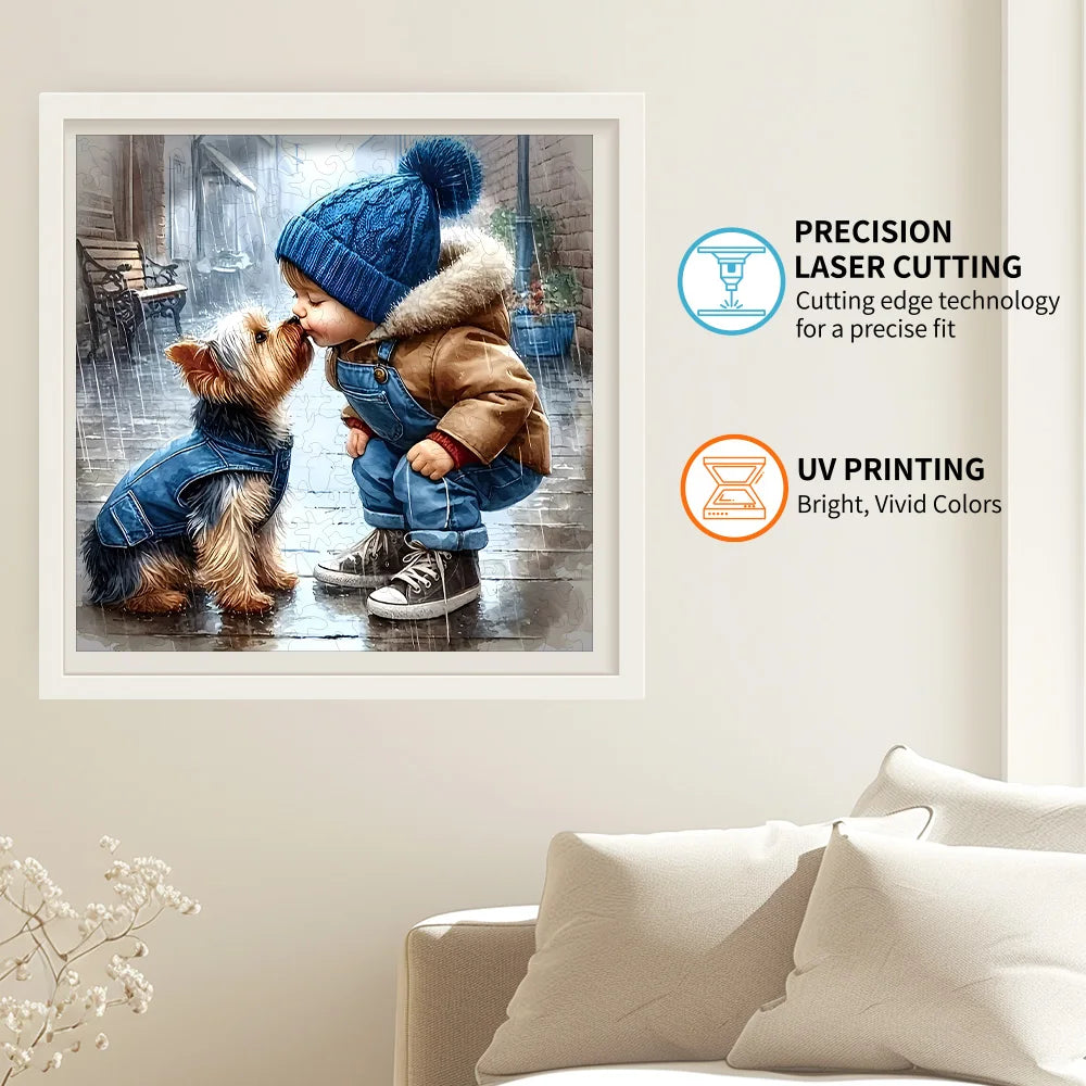 Wooden Dog puzzle gift box